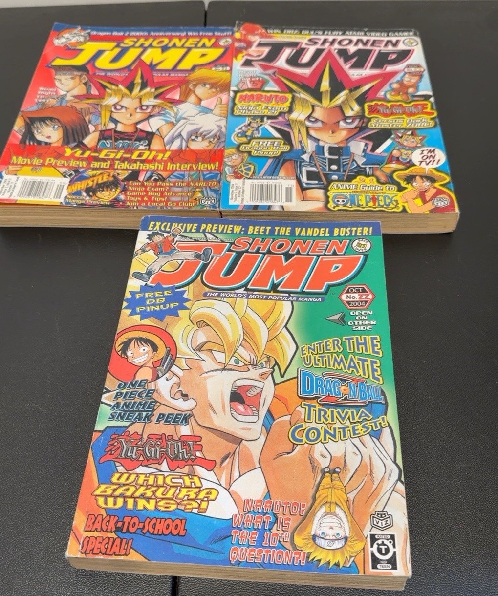 Lotto 3 riviste Shonen Jump numeri 2004 21 22 23 Yu-Gi-Oh Dragon Ball Z Naruto