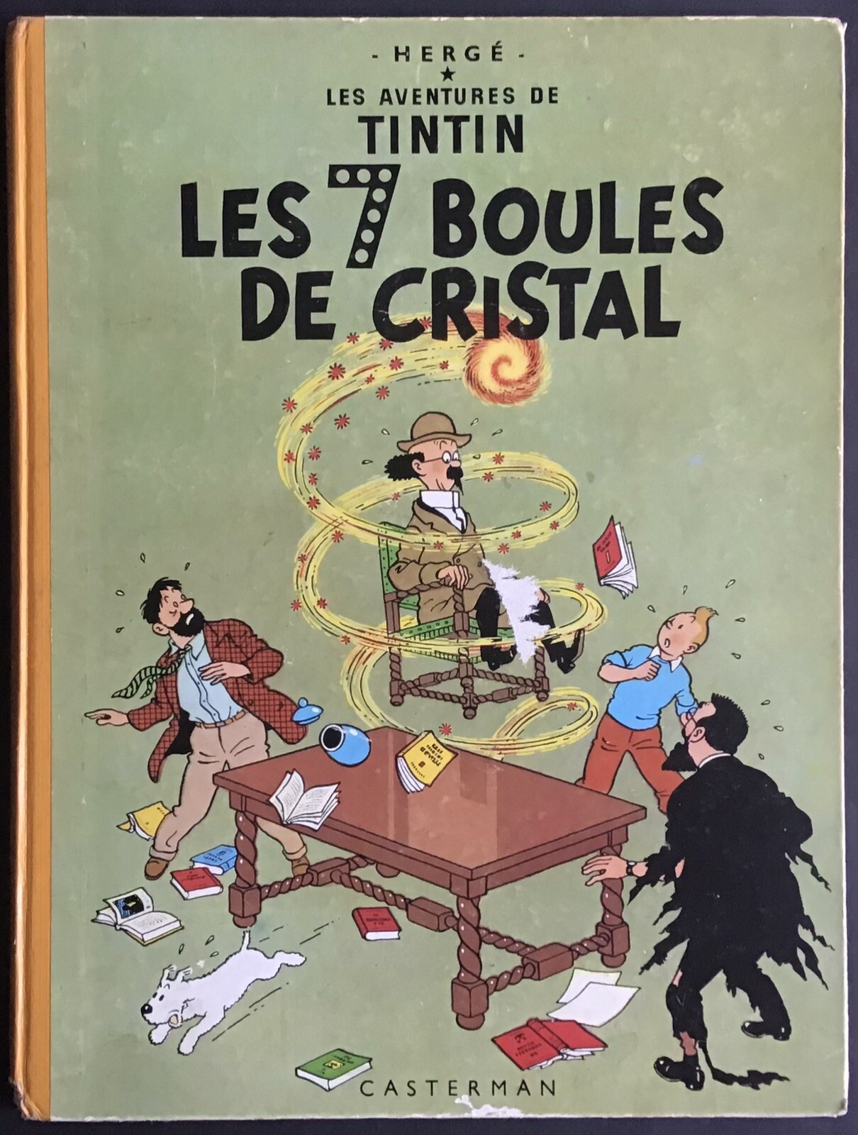 TINTIN Les 7 boules de cristal B26 Dos jaune 1958 État correct