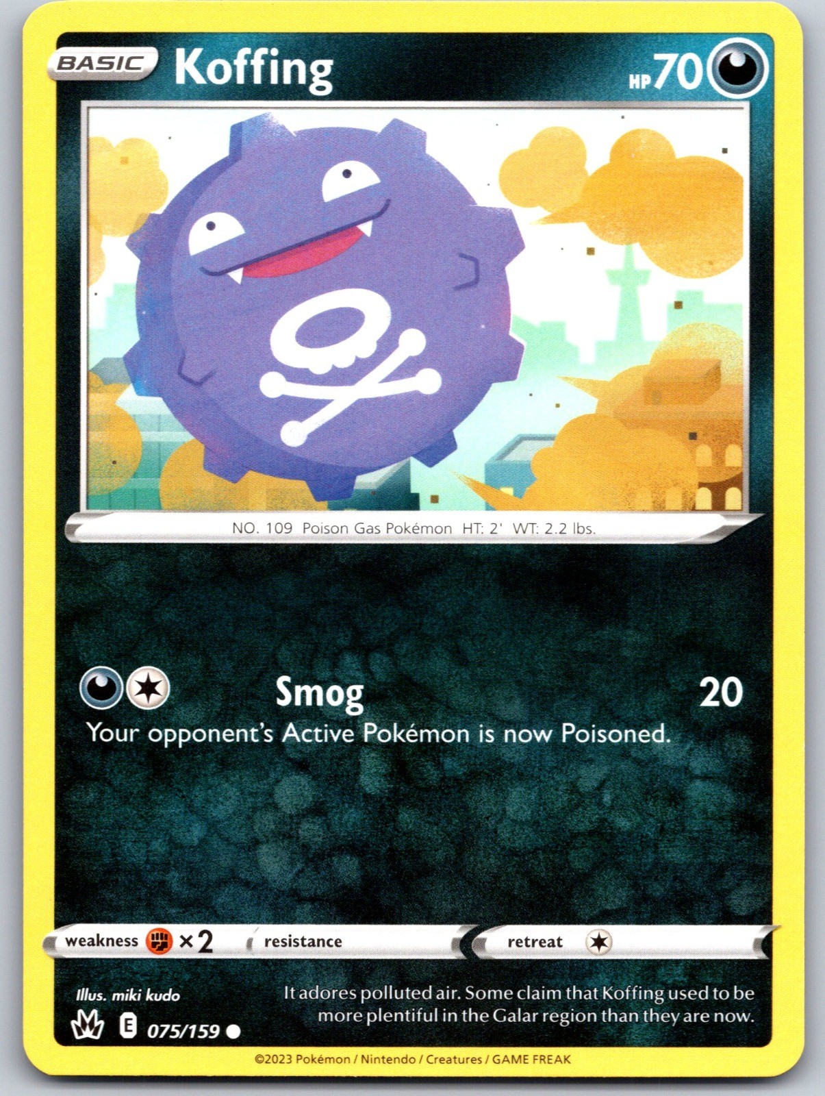 Koffing 075/159 NM Non Holo SWSH: Corona Zenith Pokemon miki kudo 2023