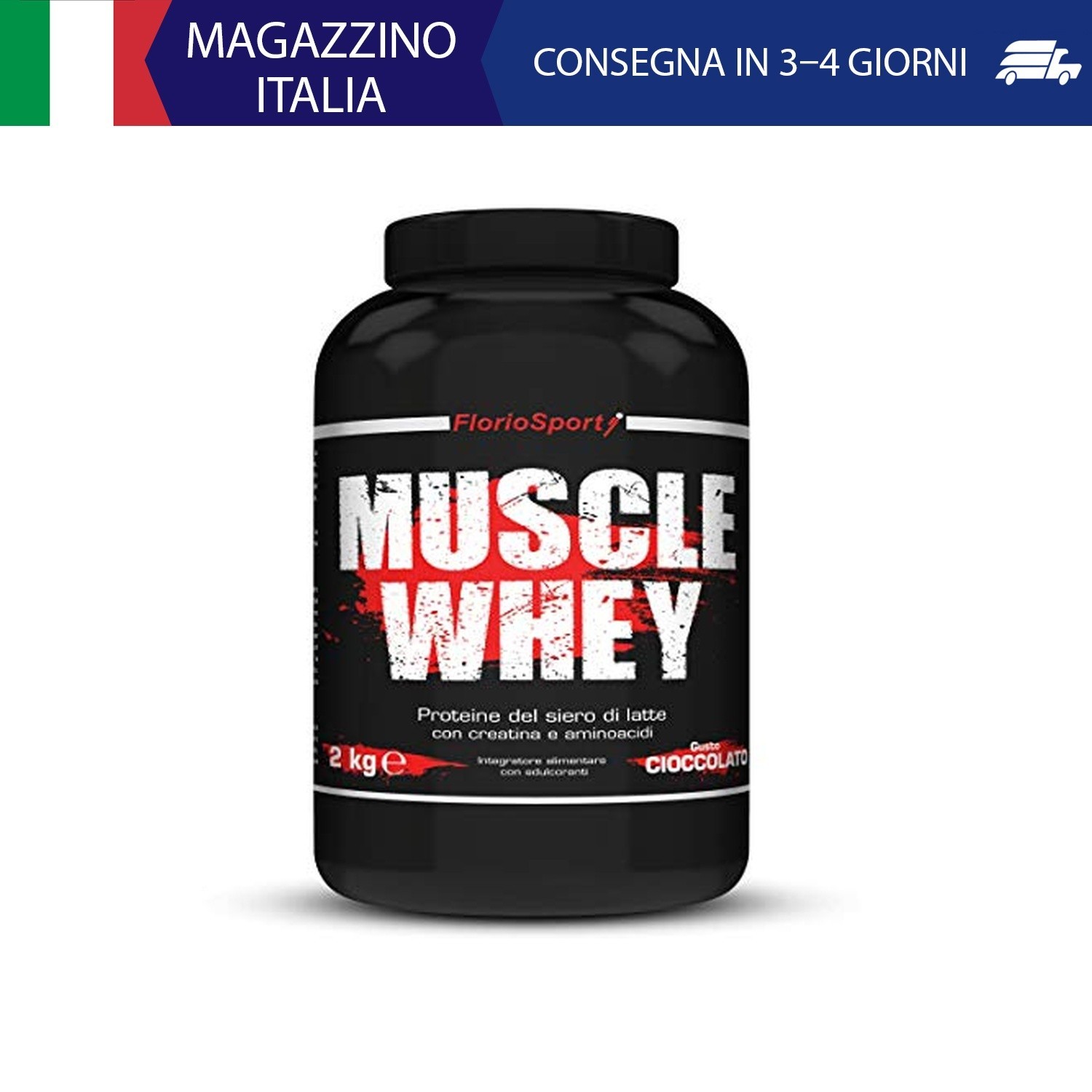 Muscle Whey FlorioSport®, 2 Kg Proteine del Siero Latte con Creatina Taurina Ami