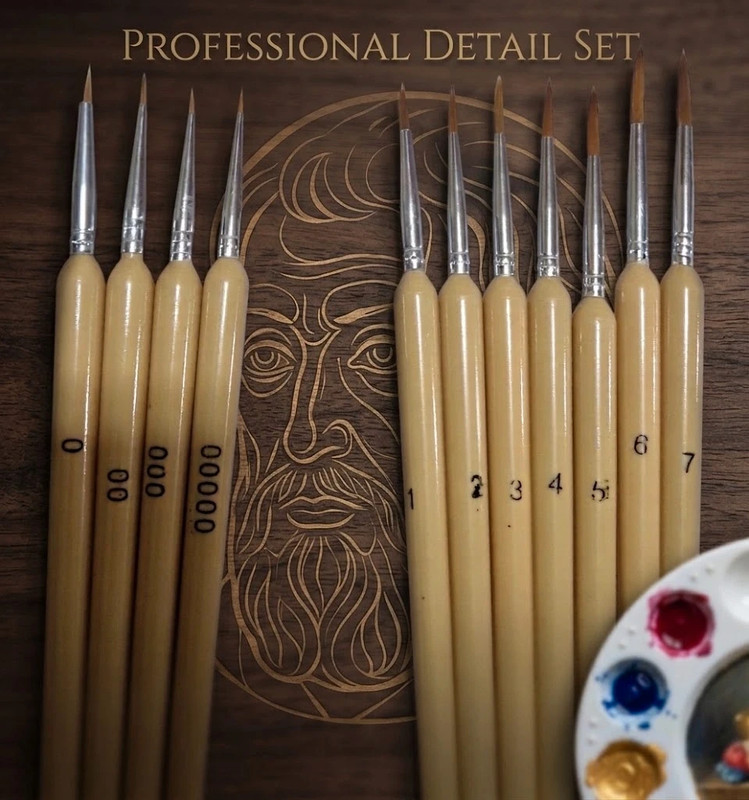 11 pennelli professionali punta extra fine ideali per pittura di precisione