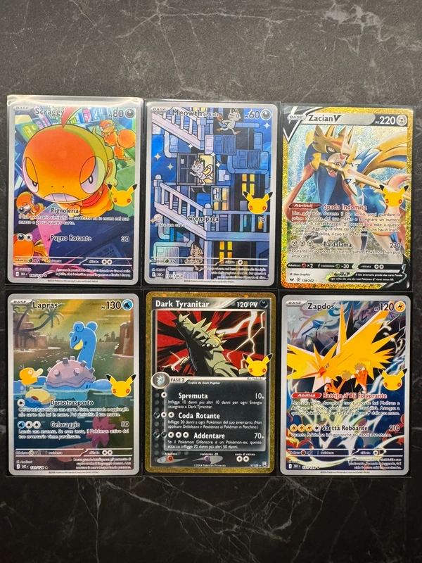 Lotto 6 carte Pokémon 30° Anniversario