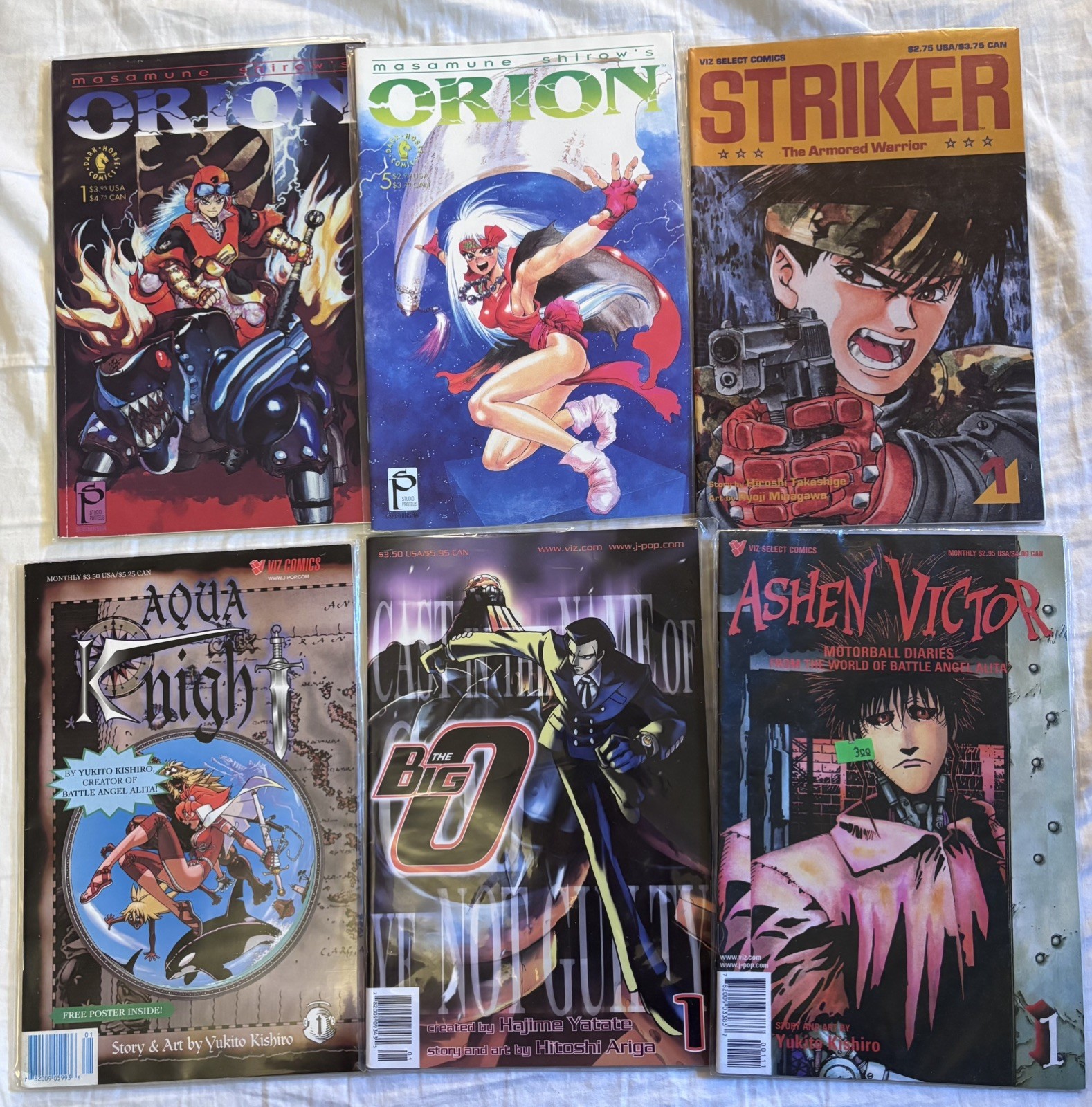 Lotto fumetti manga #1s Shirow Kishiro Big O Orion Aqua Knight Ashen Victor Viz