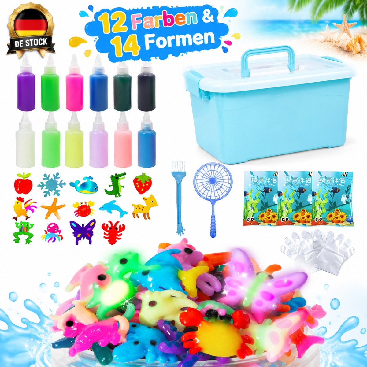 14 stampi Magic Water Elf set acqua elfo kit gel magico 12 bottiglie bambini IT