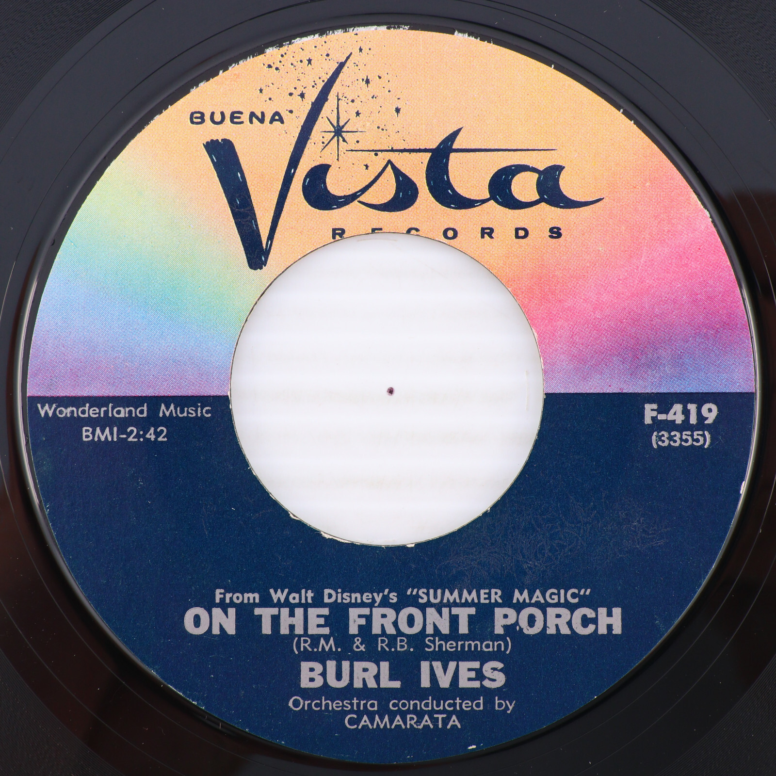 Burl Ives – On The Front Porch - Disney 1963 45 rpm 7" Single Vinyl Record F-419