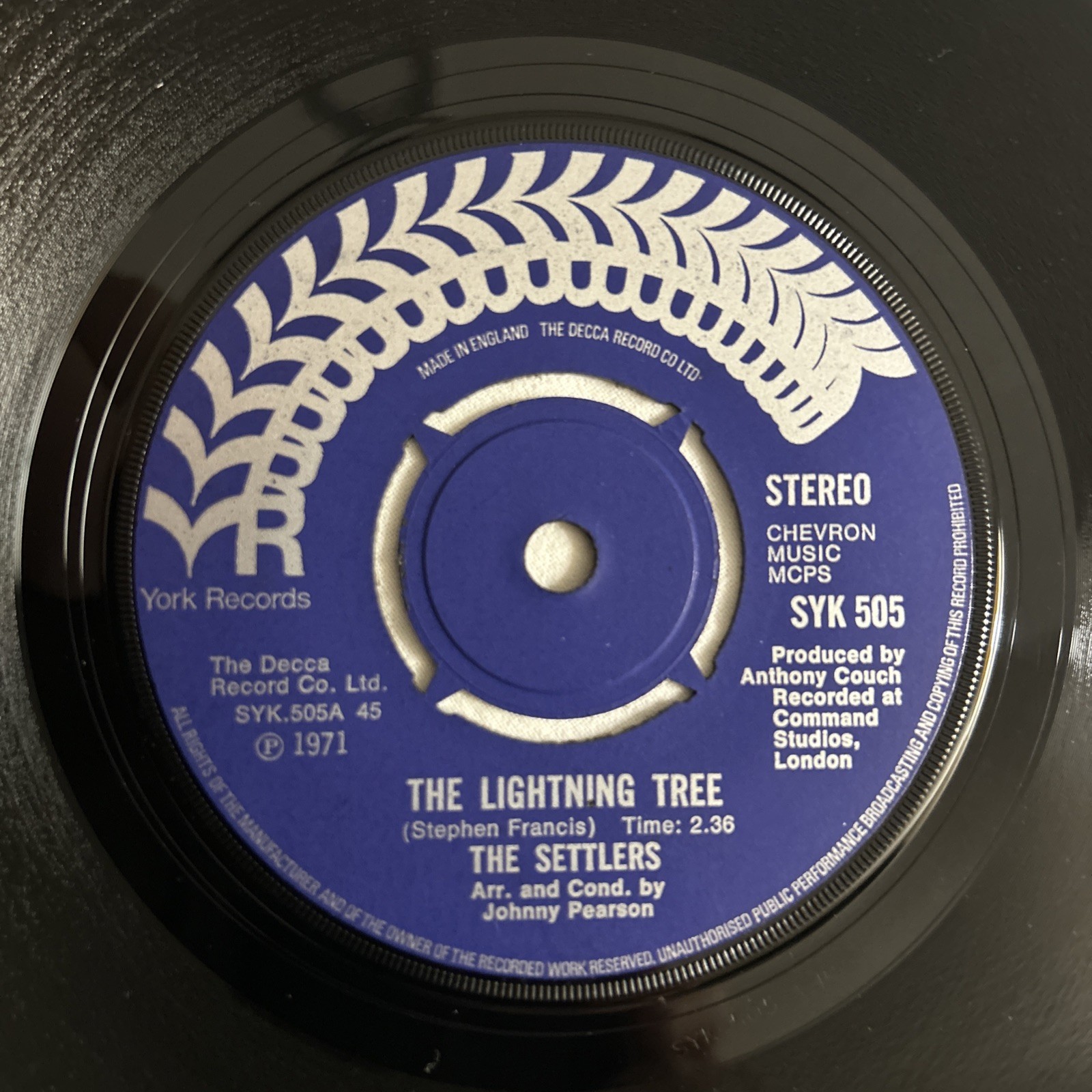The Settlers The Lightning Tree EX+ Vinyl 7" Single SYK 505 1971 Follyfoot