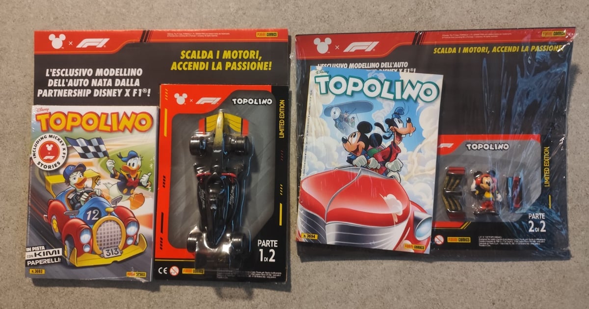 Panini F1 x Topolino - Modellino Auto di Formula 1 Disney Parte 1 e 2 Completo
