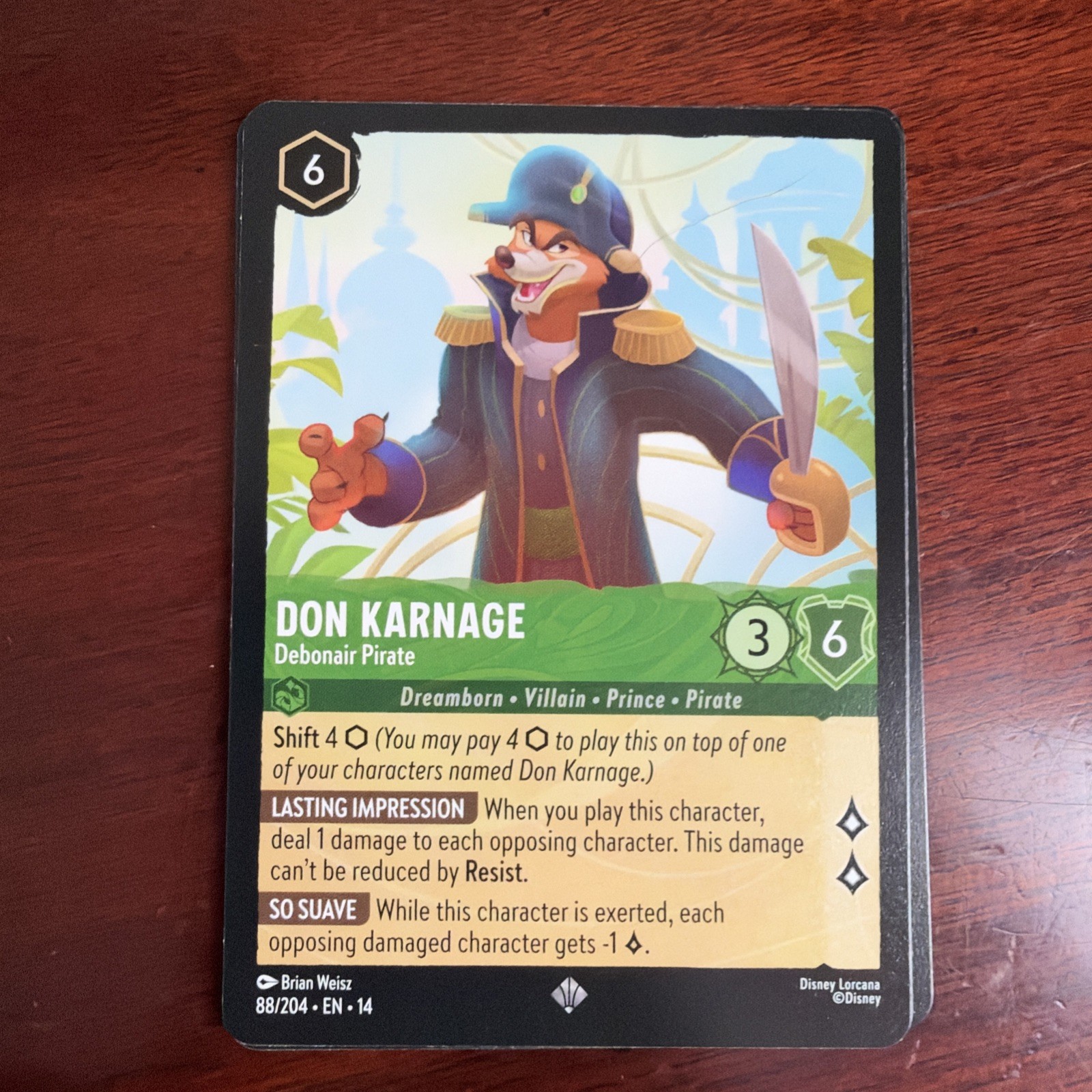 Don Karnage Debonair Pirate 88/204 SR Hyperia City EN 14 Disney Lorcana English 