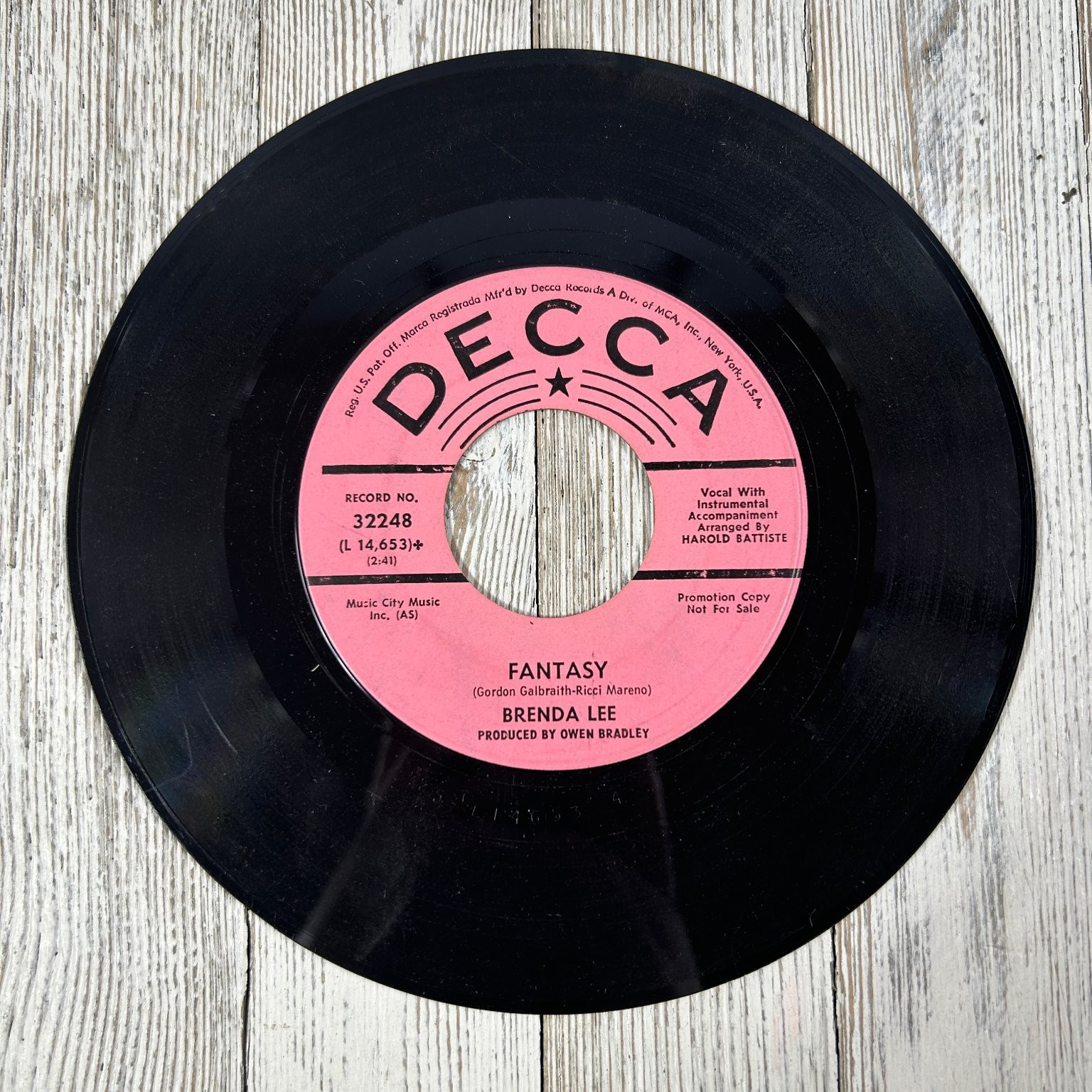 Brenda Lee - Fantasy / That's All Right 7" Record 1968 Promo Decca Pop 45 RPM