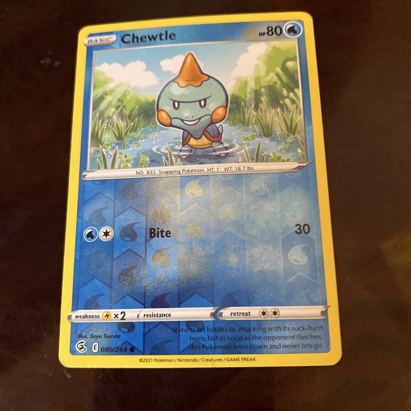 Chewtle 080/264 Swsh08: Fusion Strike Reverse Holo POKEMON TCG CARD
