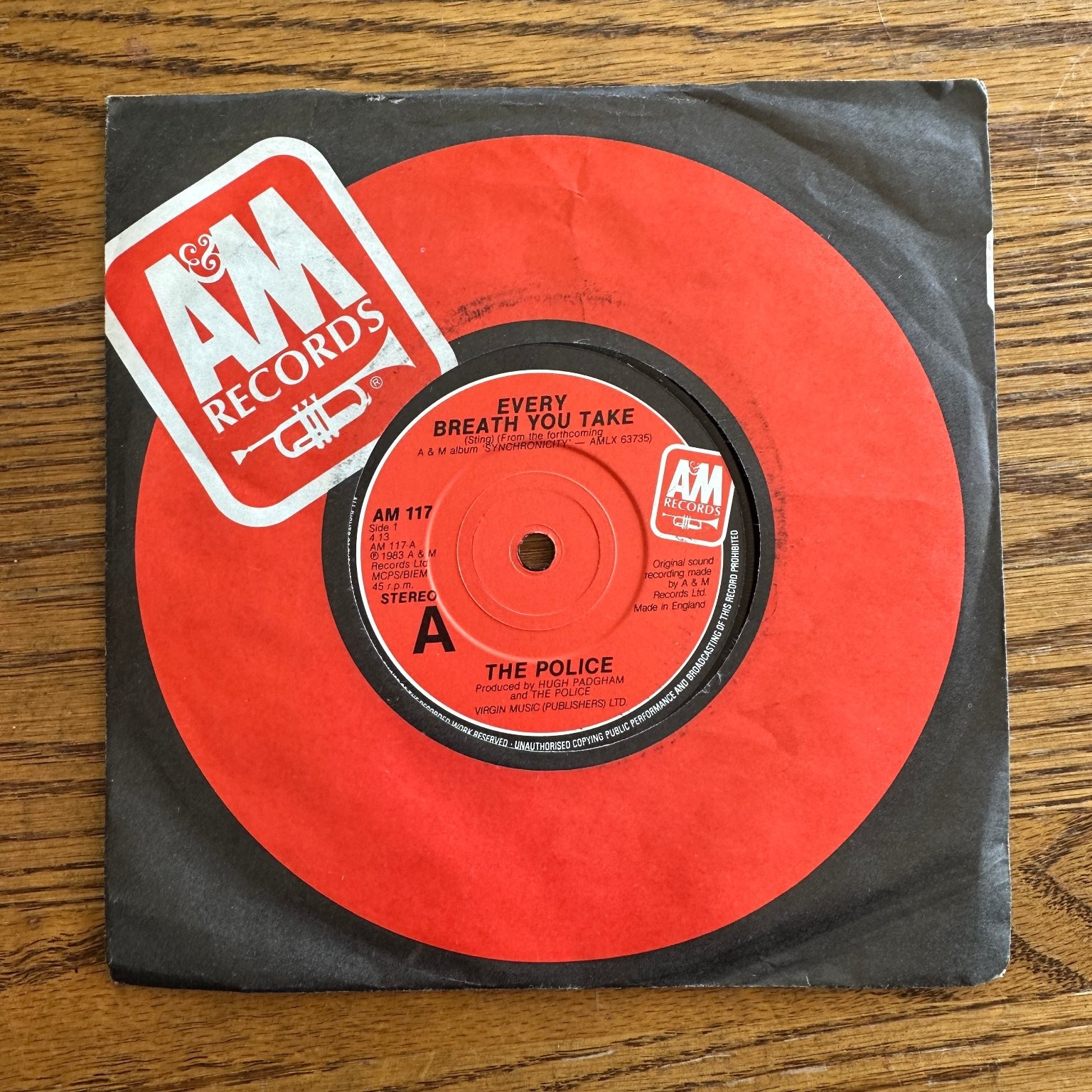 The Police – Every Breath You Take 7" Single Record 1983 A&M Pop 45 RPM
