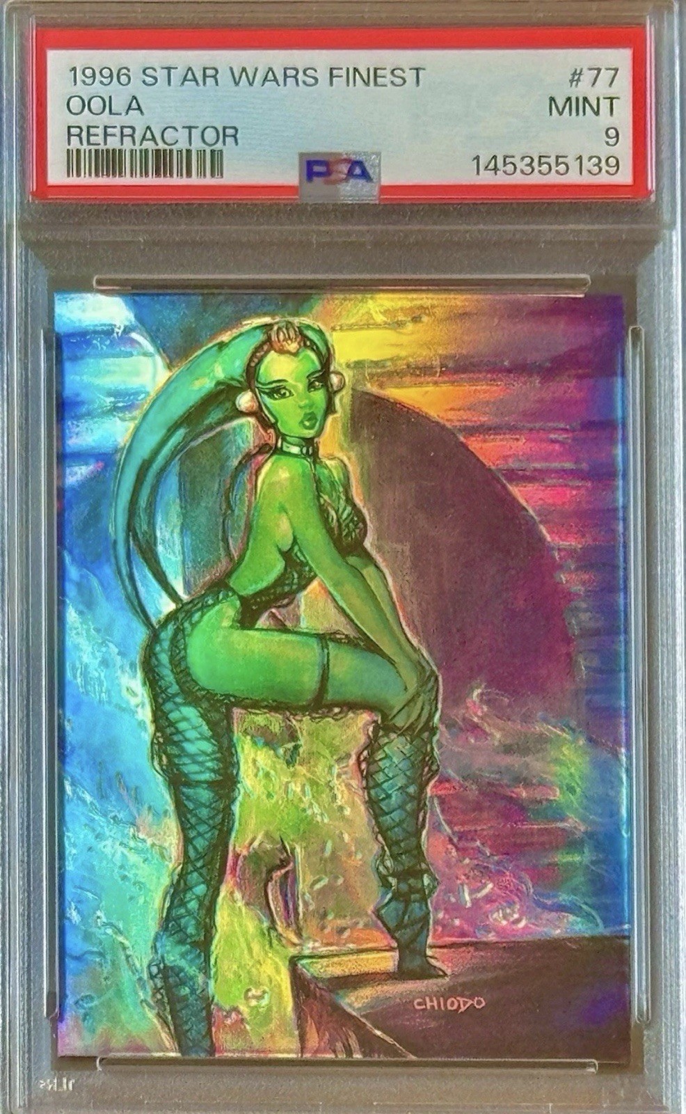 PSA 9 Oola 1996 Star Wars Finest Refractor 1° Edizione Prima Uscita Cromo