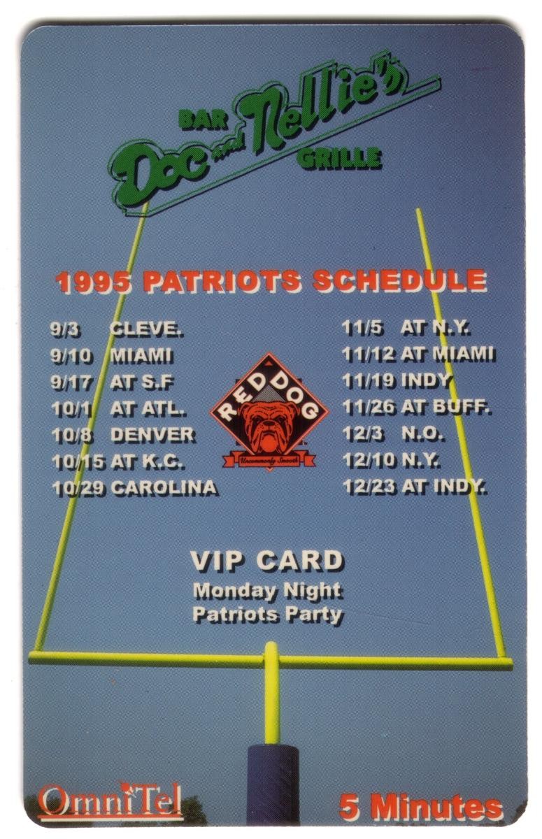 5m Doc Nellie's Griglia 1995 Nuovo Inghilterra Patriots Schedule Red Cane Birra