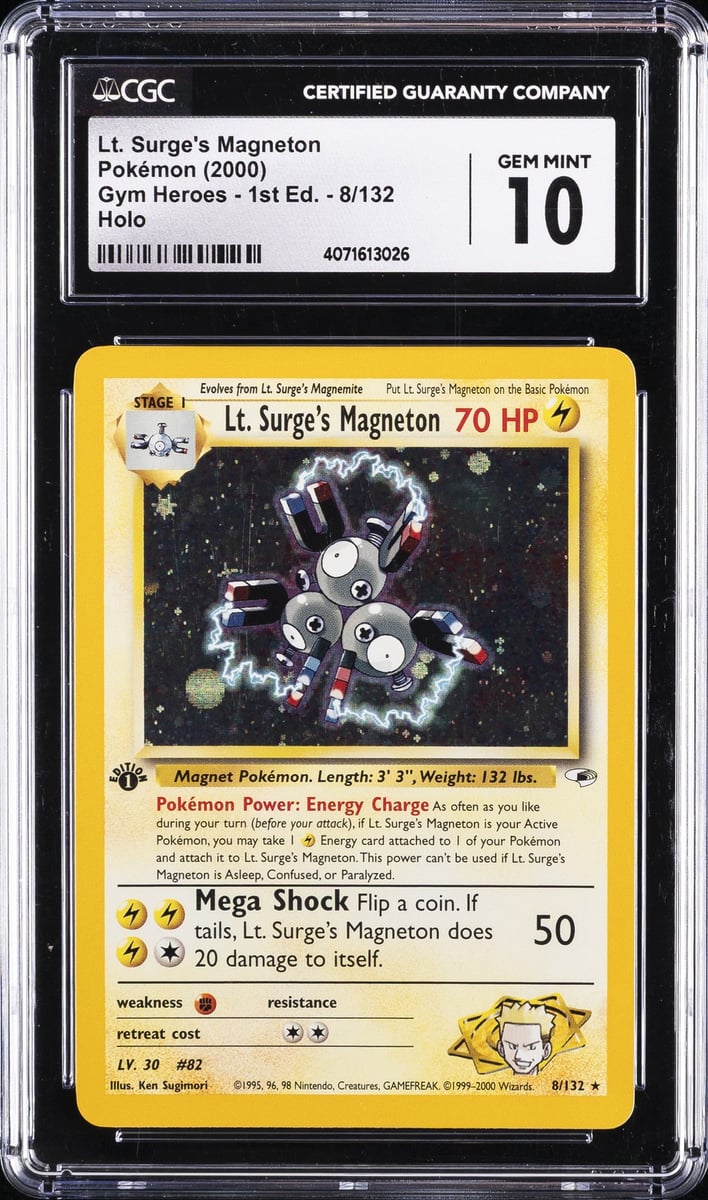 2000 GYM HEROES 1° EDIZIONE #8 LT. SURGE'S MAGNETON CGC 10