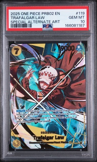 Trafalgar Law SP OP10-119 PRB02 Premium Booster pezzo unico PSA 10 GEM MINT