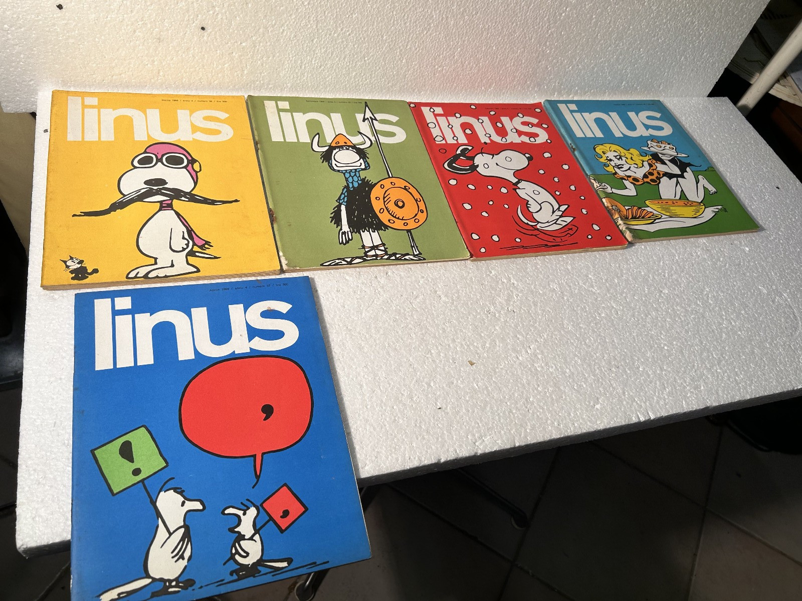 LINUS Nº34/36/37/42/43 LOTTO CINQUE FUMETTI DEL 1968 MILANO LIBRI OLD COMICS