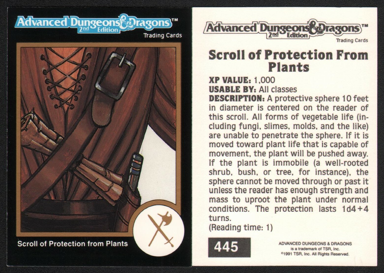1991 TSR AD&D Gold Border Fantasy Art Card #445 Dungeons & Dragons Magic Scroll