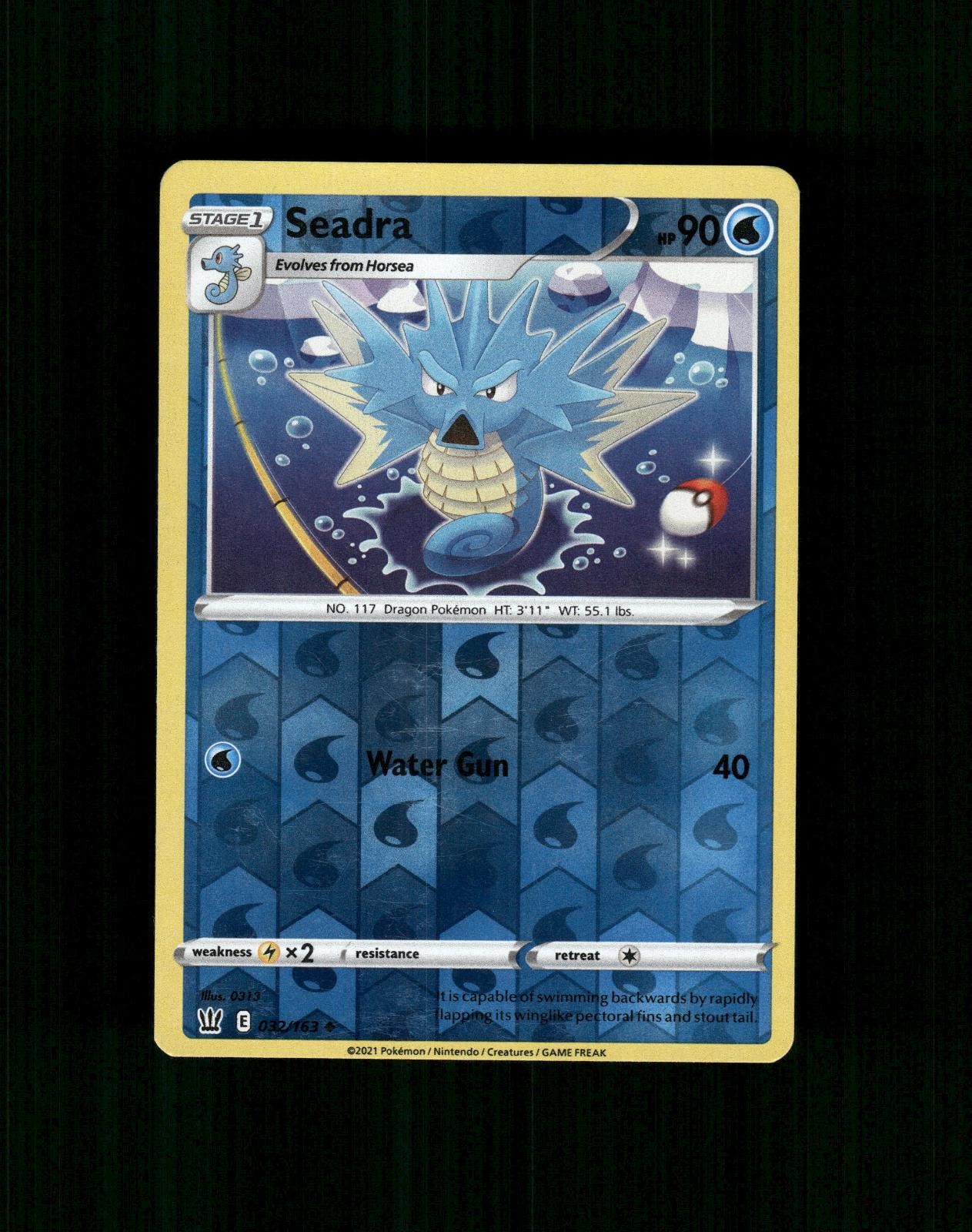 Seadra 032/163 Stili di Battaglia Non Comuni Pokemon Reverse Holo Near Mint