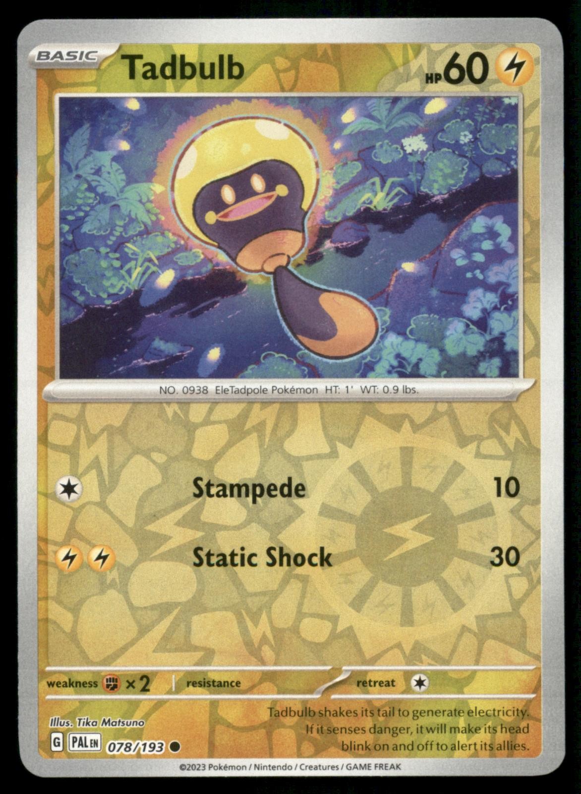 Tadbulb 078/193 Pokemon Paldea Evoluto Comune Reverse Holo Near Mint