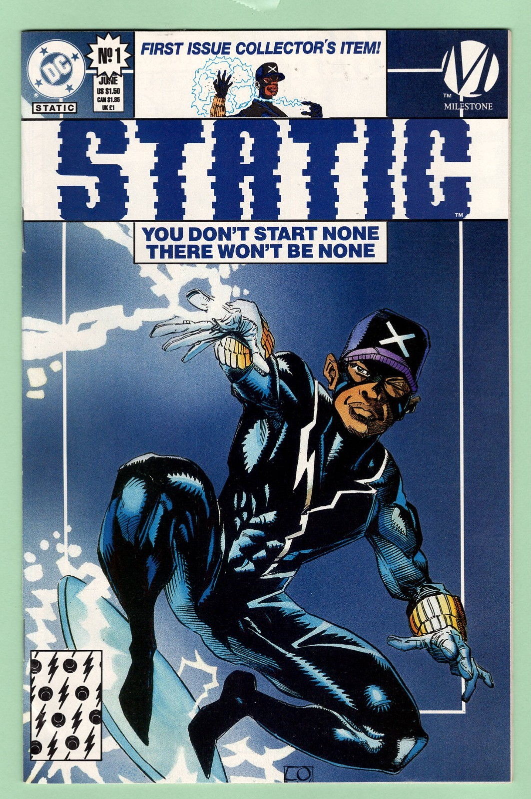 Static #1 NM- 9.2 First App Of Static Shock DC Milestone 1993