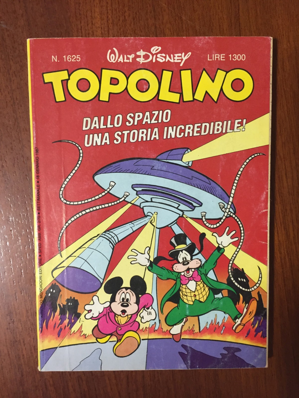 TOPOLINO N° 1625 -  18 GENNAIO 1987. CON CEDOLA ABBONAMENTO. OTTIMO!
