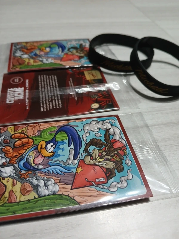 2 card Coyote vs Acme+2braccialetti Michael