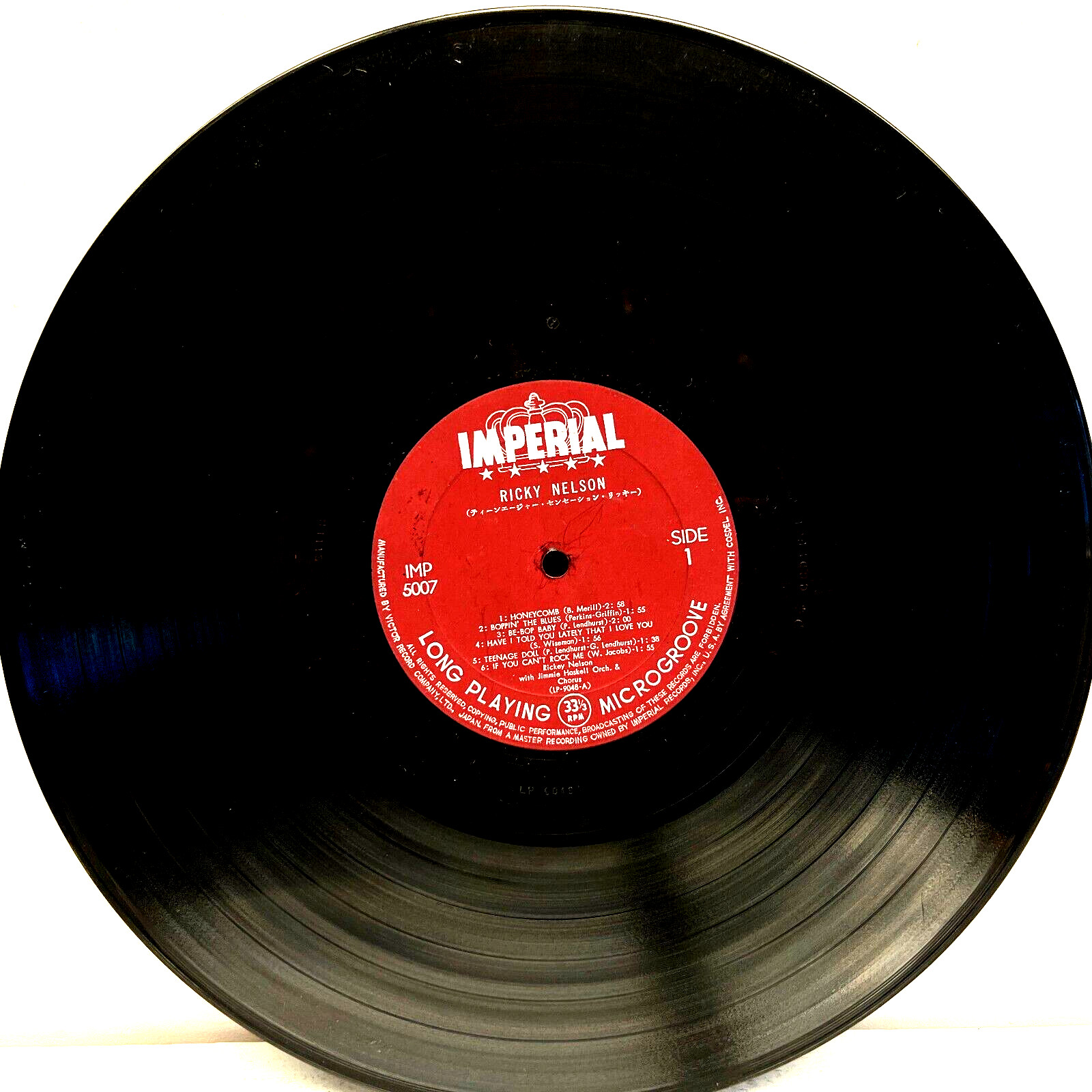 Ricky Nelson Teenager Sensation 1957 Vinyl Imperial Records 1st Prs Japanese Imp