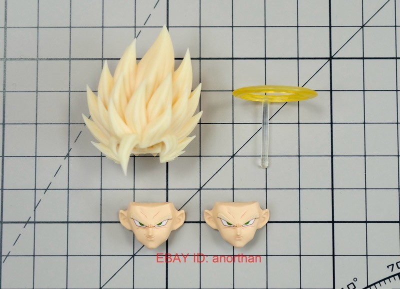 Scultura testa capelli giallo chiaro personalizzata scala 1/12 SHF ssj2 Son Goku con aureola
