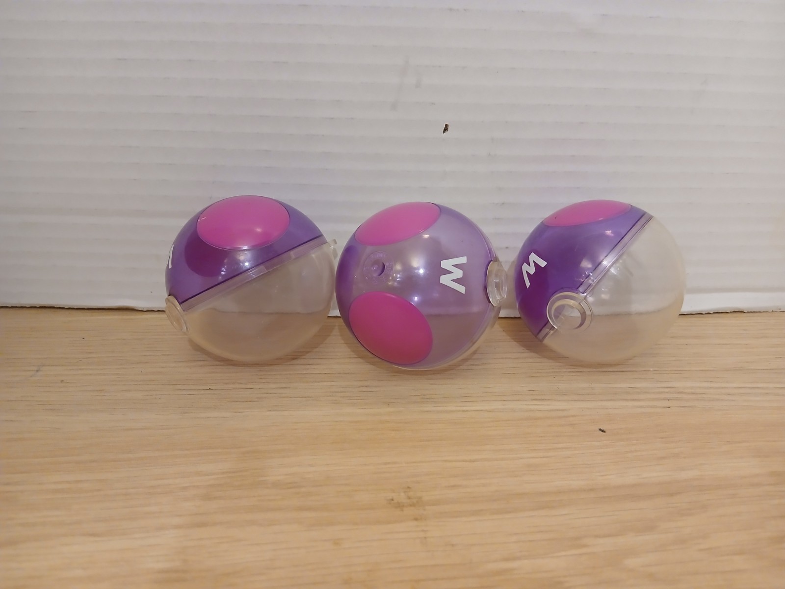 3 Pokemon Tomy Pokeball Masterball 90's Purple Clear Ball 