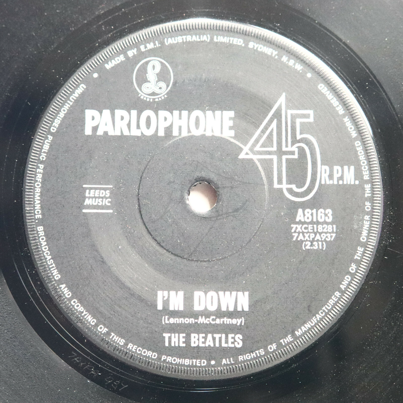 BEATLES - I'M DOWN/ HELP! - ROCK 45 *PARLOPHONE*