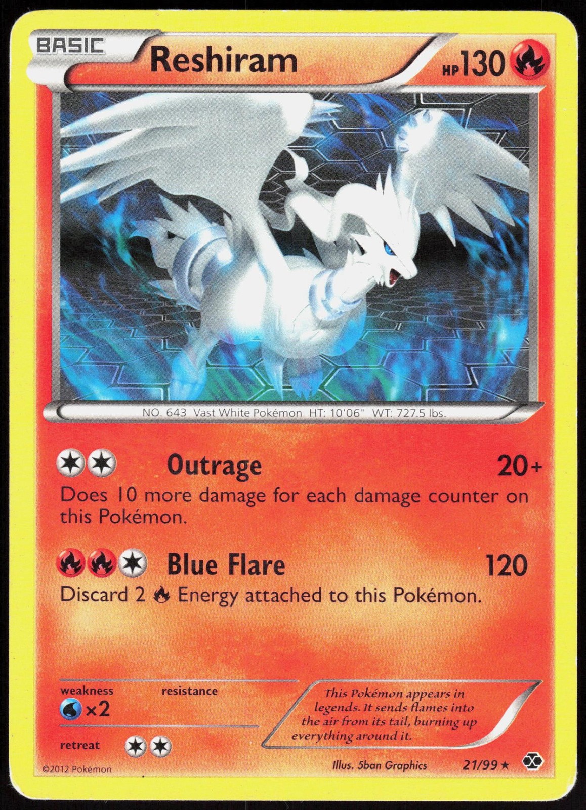 Next Destinies Reshiram 21/99 Raro Pokemon MP