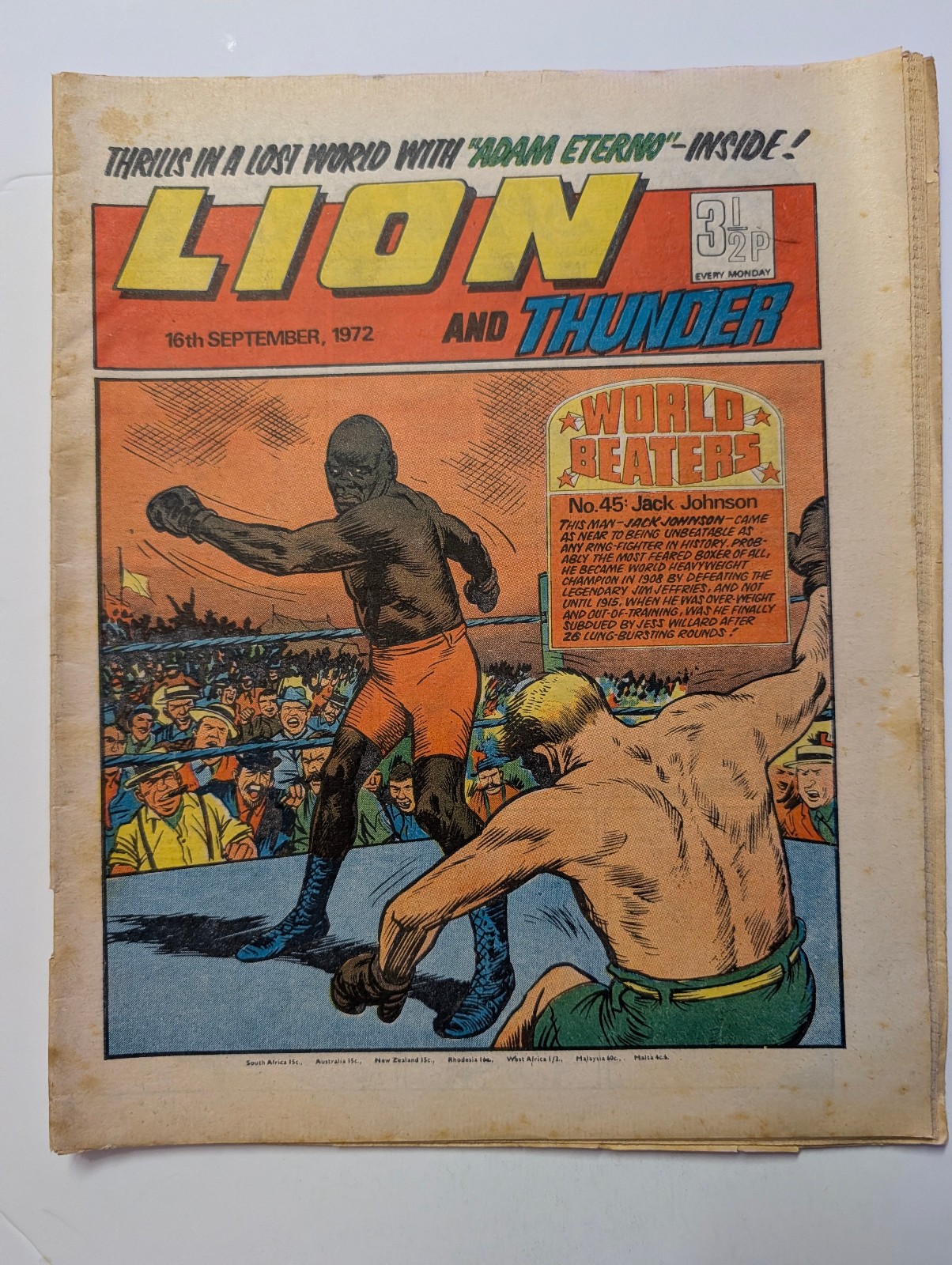 Lion and Thunder Comic, 16th September 1972, Fleetway Publishing