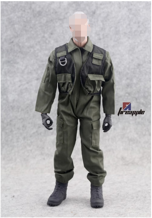 Tuta pilota vestiti soldato uomo verde scuro 1/6 modello 12" per action figure
