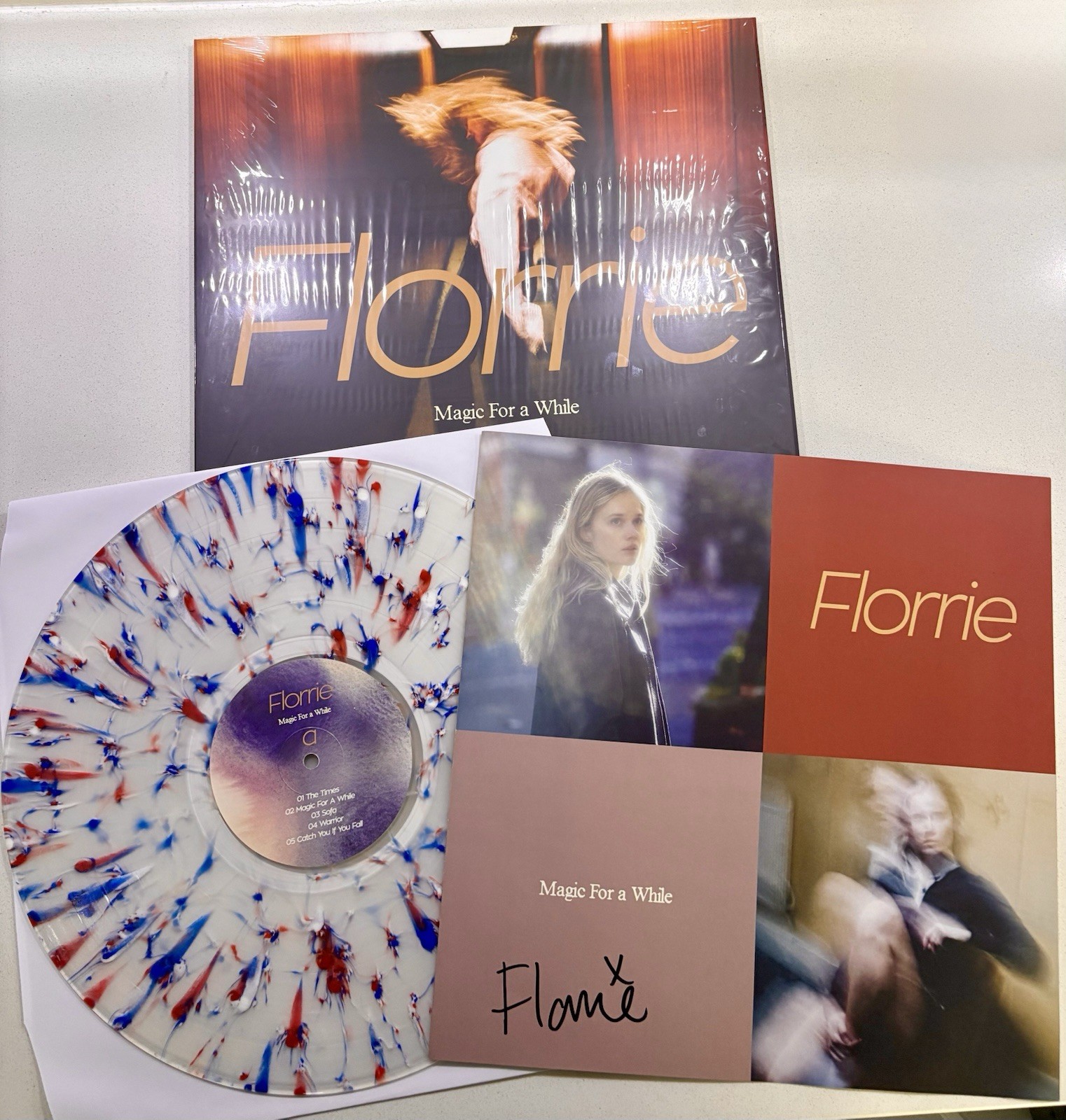 Florrie - Magic For A While PINK BLUE DAYLIGHT SWIRL Vinyl LP w/ Signed Insert