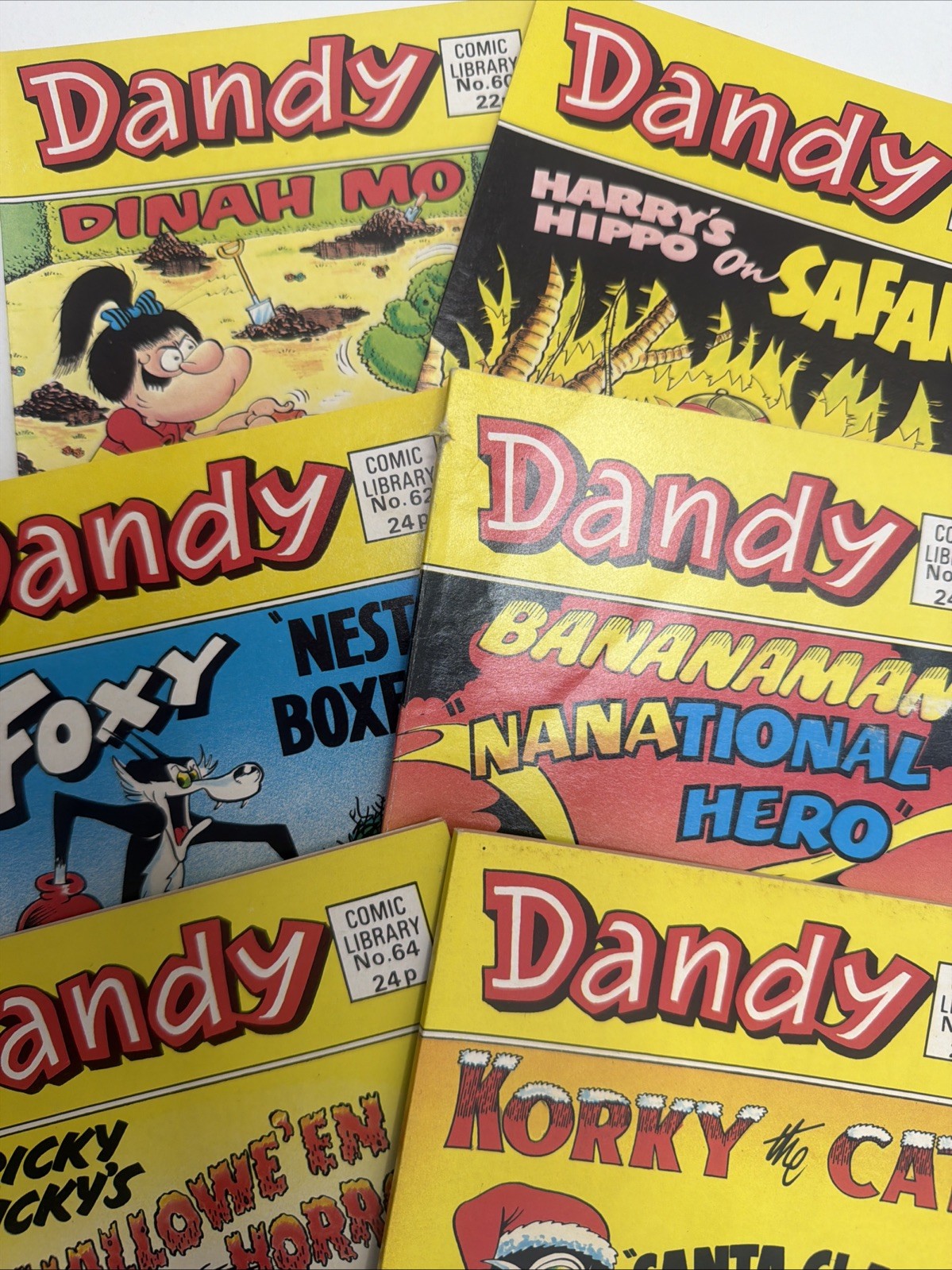 DANDY COMIC LIBRARY x 6  Vintage 1985 Korky The Cat /Dinah Mo / Bananamam