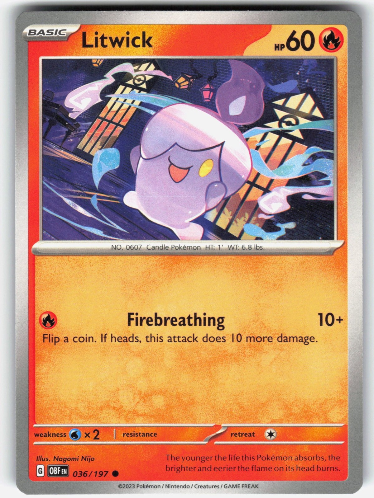 Litwick 036/197 Fiamme di Ossidiana Pokemon Comune EN leggermente giocato
