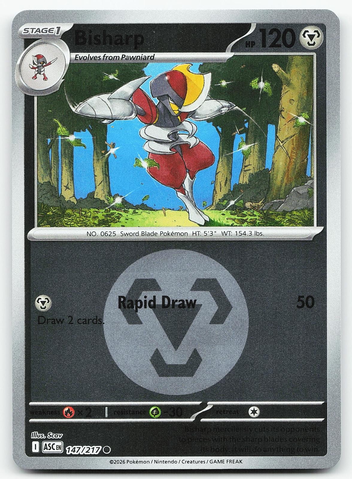 POKEMON BISHARP (MODELLO SIMBOLO ENERGIA) 147/217 EROI ASCESI REVERSE HOLO NM