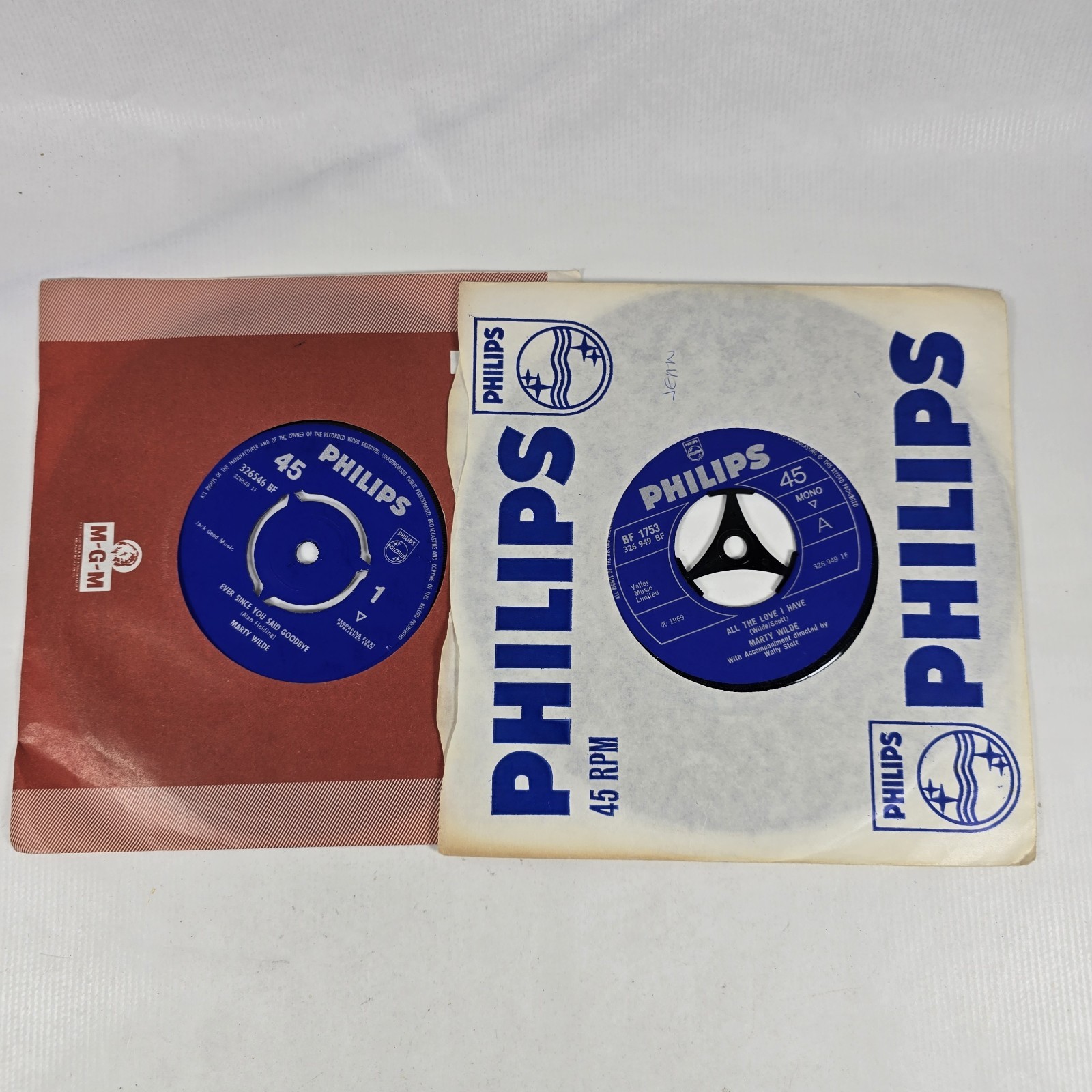 Marty Wilde 7" Single Vinyl Record Bundle Ever Since / All The Love 2 Records