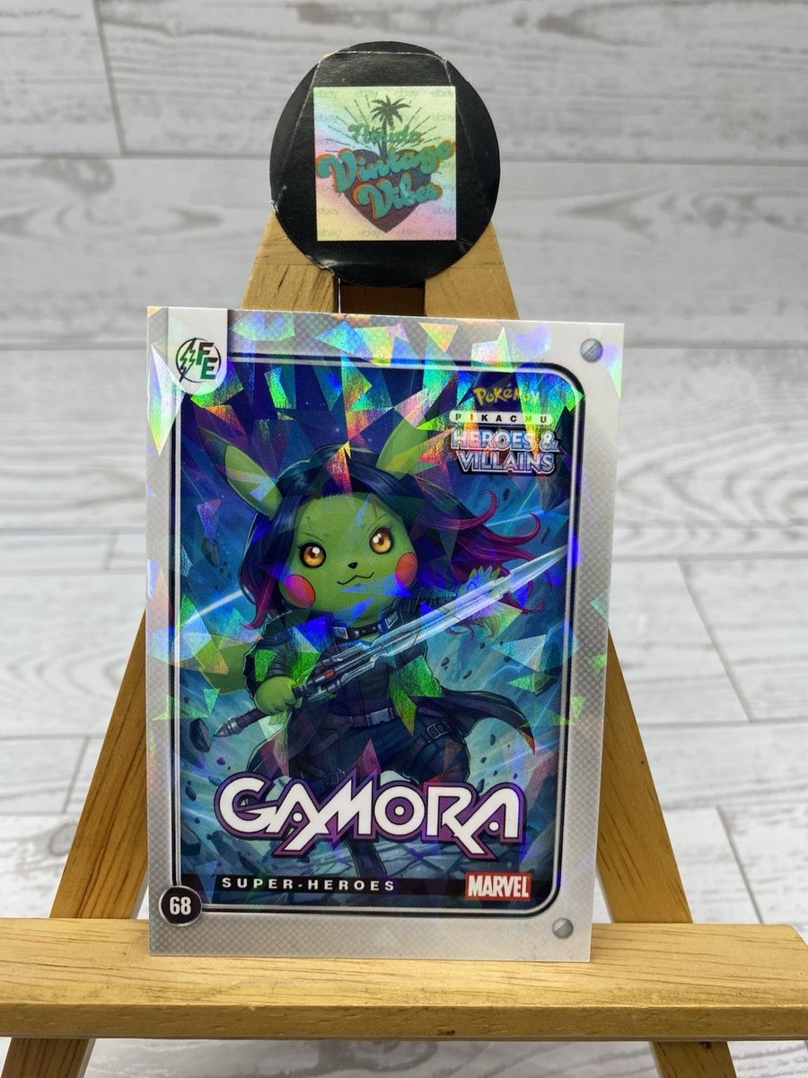 Pikachu as Cosplay Gamora Heroes & Villains Marvel Fan Art Cracked Ice Holo Card