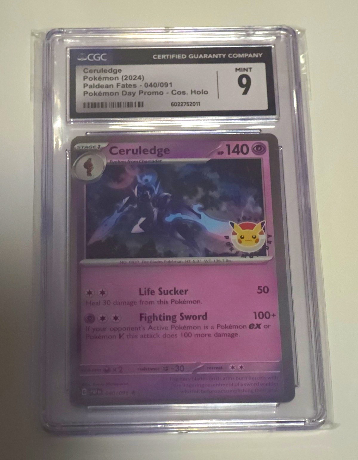 Pokemon TCG CGC 9 Ceruledge 040/091 SV: Paldean Fates Promo Cosmos Holo