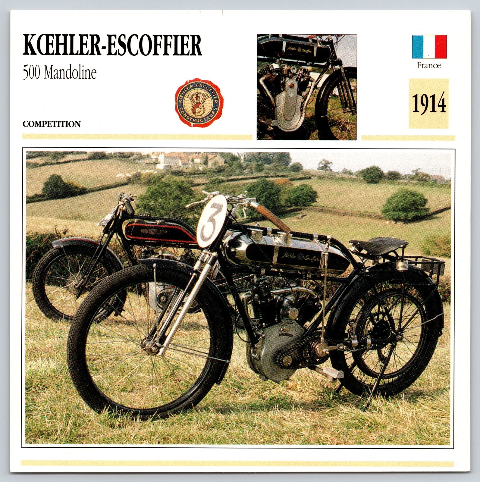 Koehler-Escoffier 500 Mandoline 1914 France Edito Service Atlas Motorcycle Card