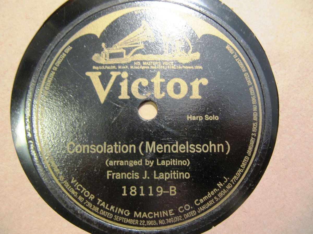 1916 Francis J. LAPITINO Harp Mendelssohn CONSOLATION/ Dvorak Humoresque 18119