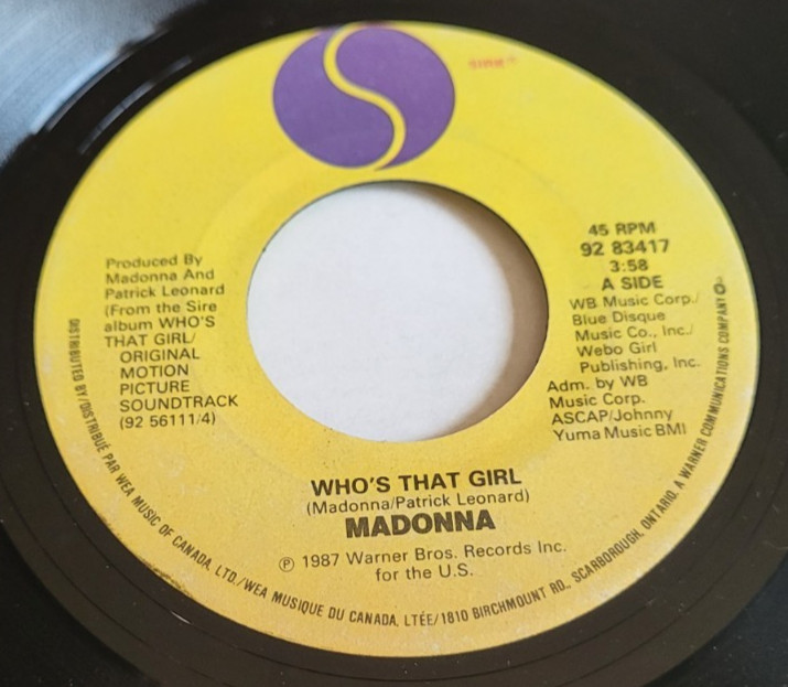 Madonna – Who's That Girl / White Heat 45 RPM Record 7"