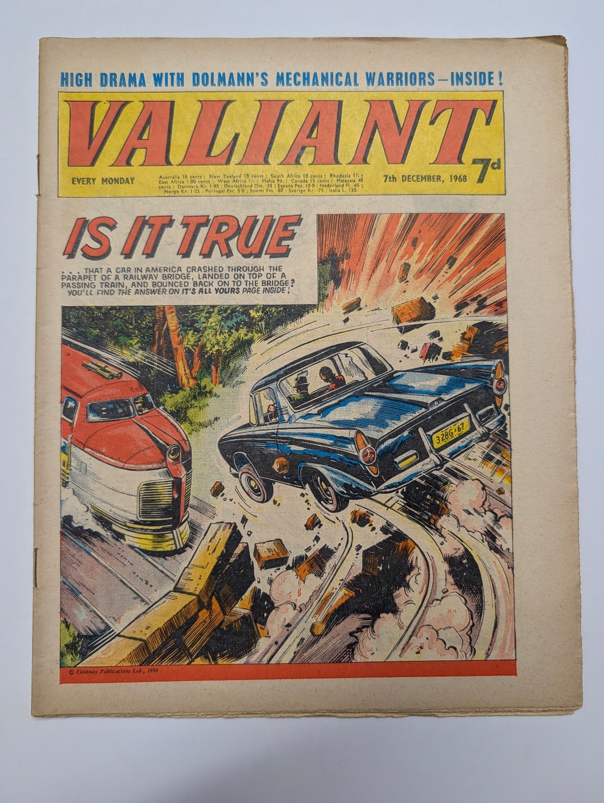 Valiant Comic 7th December 1968, Fleetway Publications.