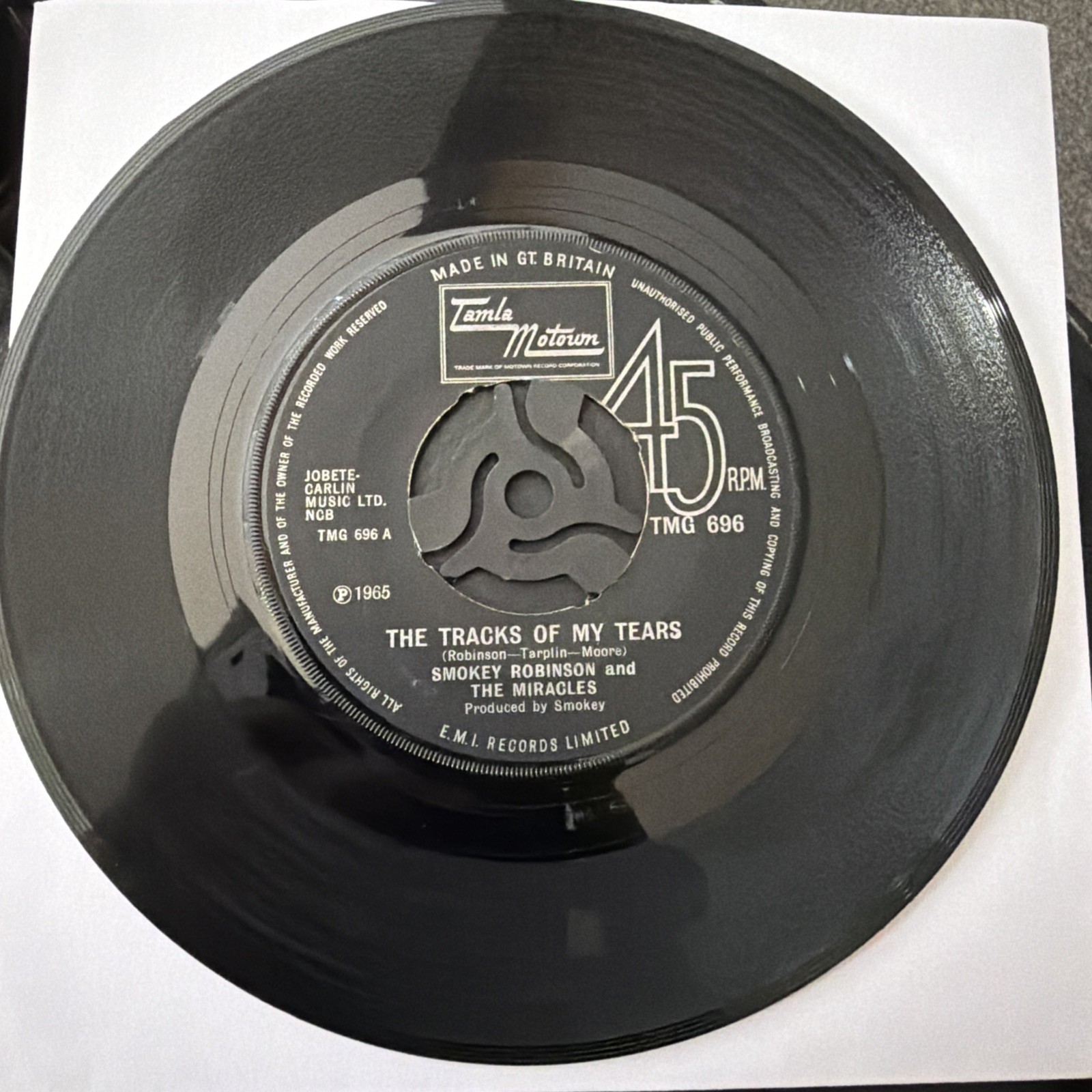 Smokey Robinson - The tracks of my tears come on so the jerk. 7” vinyl. VG+ 