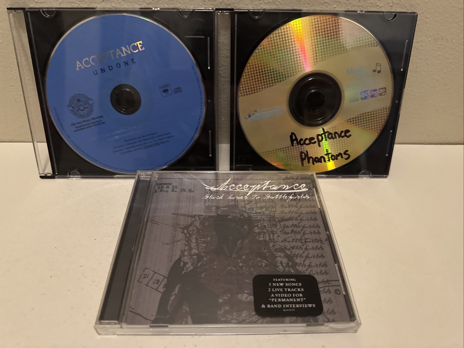 3 Acceptance CDs Black Lines To Battlefields Undone Phantoms Best Deal L@@K !!