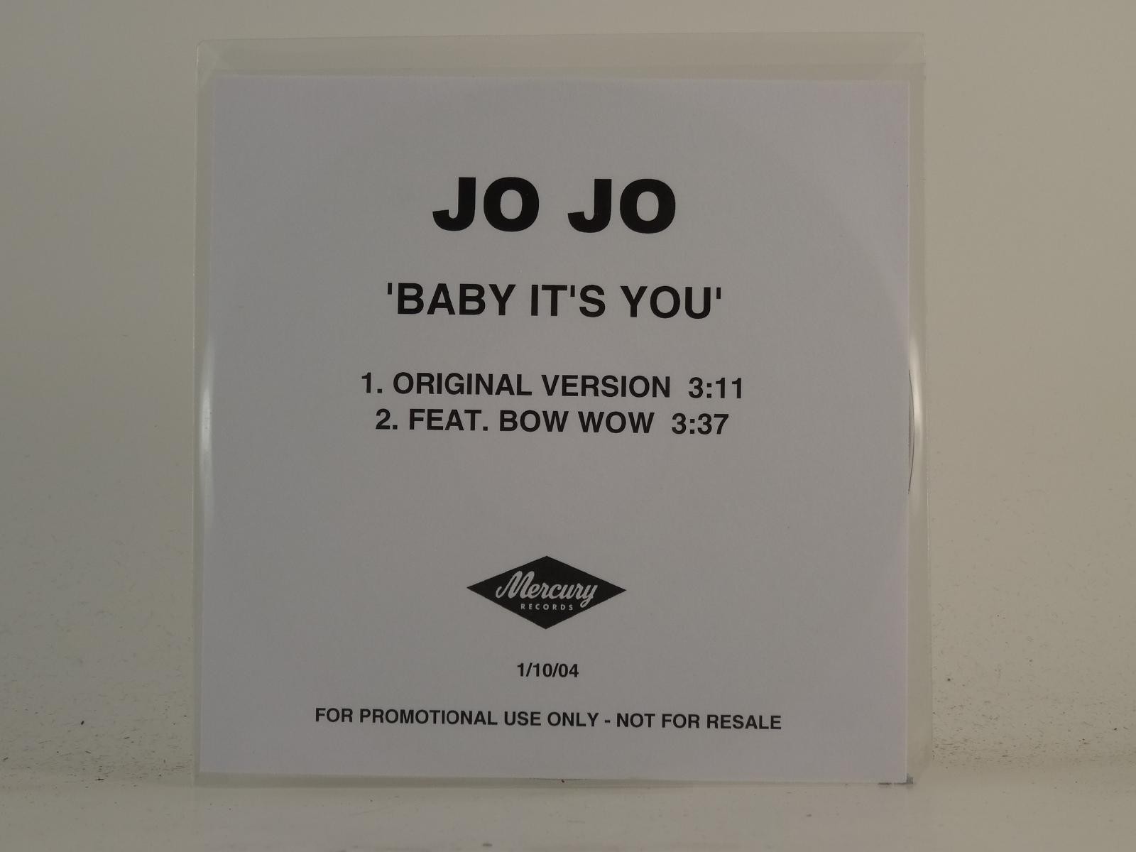 JOJO BABY IT'S YOU (H1) 2 Track Promo CD Single including White Sleeve MERCURY