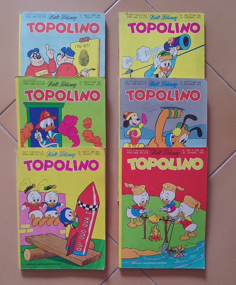 TOPOLINO n. 1021 1028 1046 1050 1056 1063 anni 1975 1876 by Mondadori