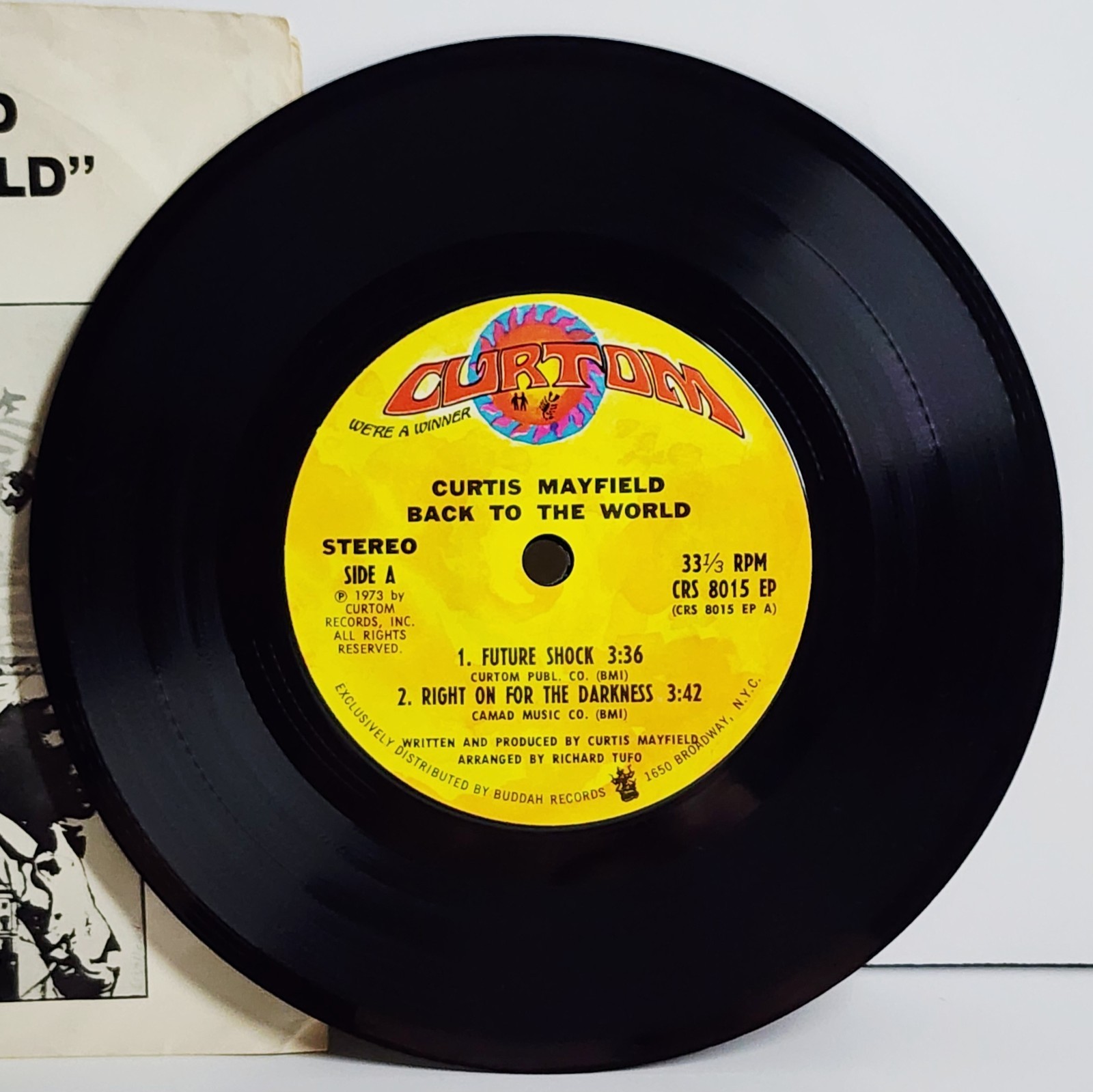 CURTIS MAYFIELD 1973 7" EP FUTURE SHOCK / BACK TO THE WORLD CURTOM RECORDS VG+