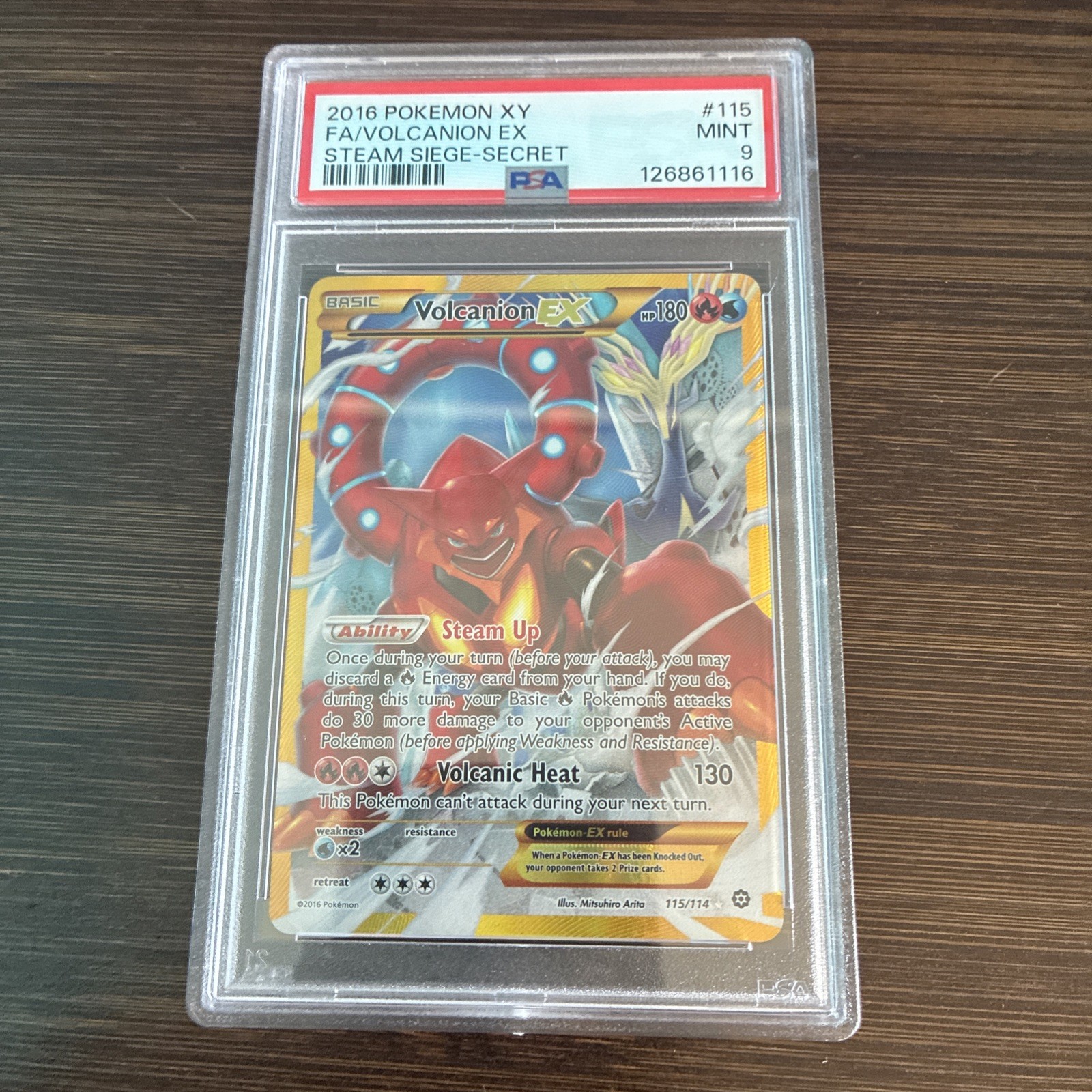 2016 Pokemon XY Steam Siege Volcanion EX Full Art Secret Rare #115 PSA 9 MINT